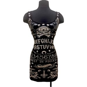 Too Fast ~ Rest In Pieces / Ouija Scoop Back & Neck Mini Dress ~ L ~ NWOT